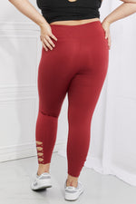 Ready For Action Full Size Ankle Cutout Active Leggings in Brick Red