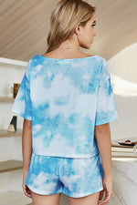 Tie-Dye Boat Neck Top and Shorts Lounge Set