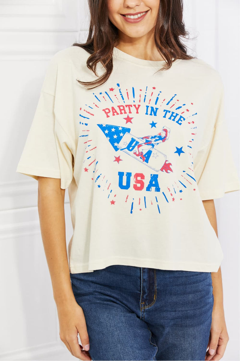 Party In The USA Graphic Crop Top