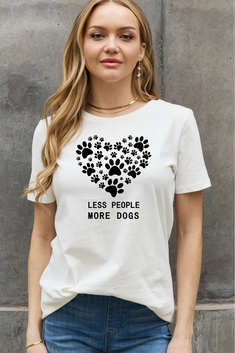LESS PEOPLE MORE DOGS Heart Graphic Cotton Tee