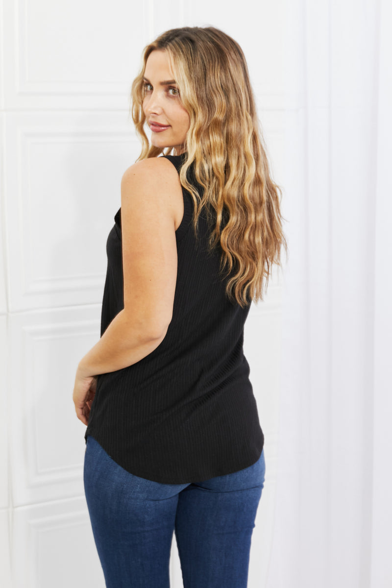 Women's One Wish Ribbed Knit Top in Black