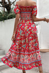 Women's Floral Off-Shoulder Smocked Midi Dress