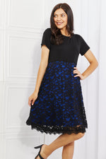 Full Size Contrasting Lace Midi Dress