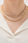 Double-Layered Inlaid Zircon Stainless Steel Necklace