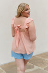Women's Be Stage Full Size  Woven Top in Peach