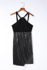 Solid Sequin Fringe Detail Sleeveless Dress