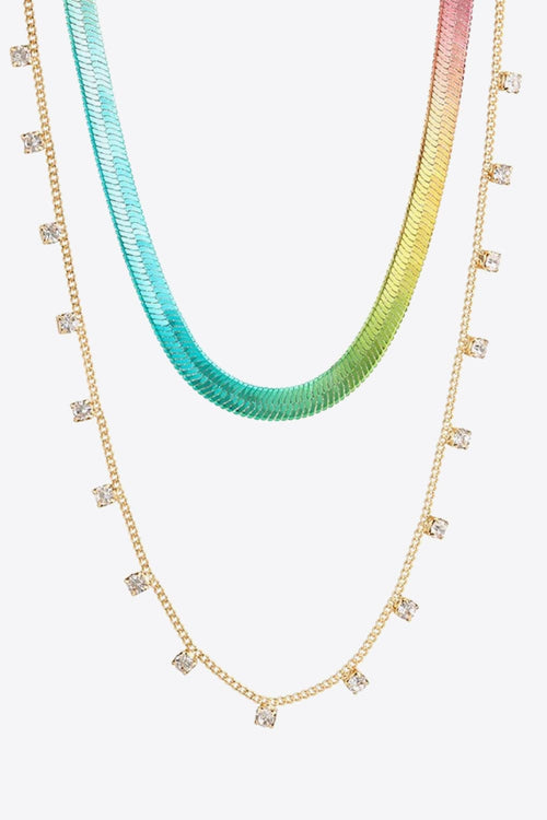Gradient Herringbone Chain Double-Layered Necklace