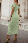 Women's Midi Off-Shoulder Short Sleeve Split Dress