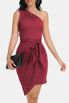 Tie Front One-Shoulder Sleeveless Dress