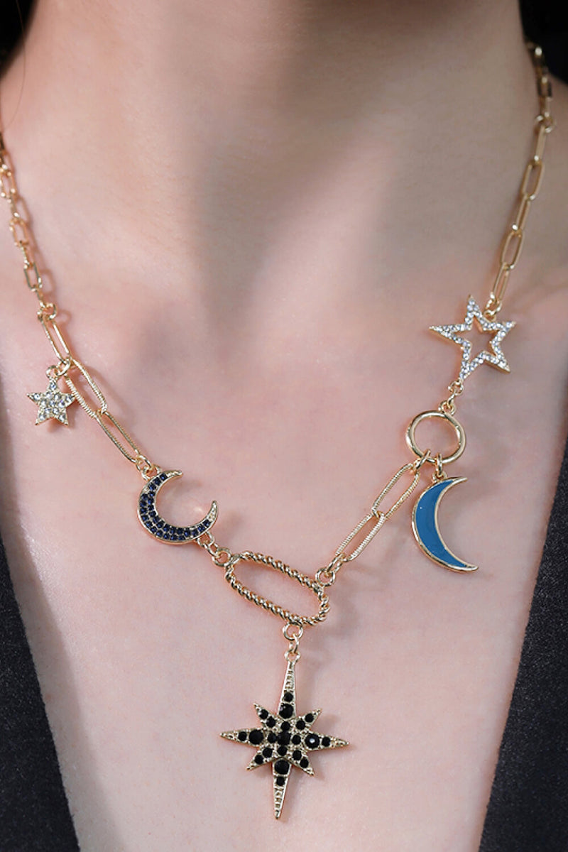 5-Piece Star and Moon Rhinestone Alloy Necklace
