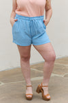 Full Size High Waisted Paper bag Shorts in Blue Bell