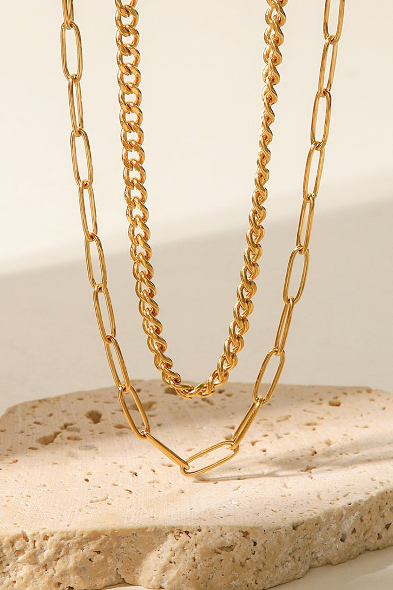 18K Gold Plated Layered Chain Necklace