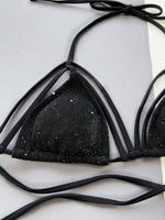 Glitter Halter Neck Strappy Two-Piece Bikini Set