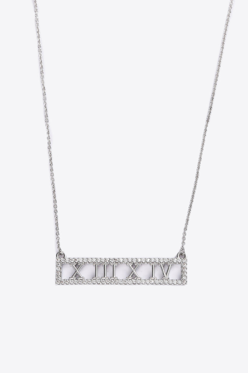 Inlaid Cubic Zirconia Bar Pendant Necklace