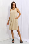 HEYSON Look Good, Feel Good Full Size Washed Sleeveless Casual Dress in Sand