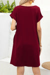 Women's Casual Scoop Neck Short Sleeve Pocket Dress