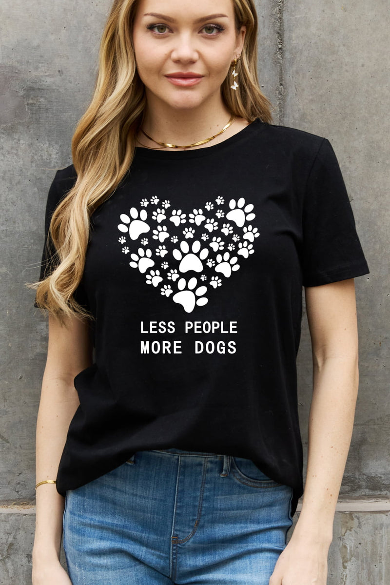 LESS PEOPLE MORE DOGS Heart Graphic Cotton Tee
