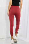 Ready For Action Full Size Ankle Cutout Active Leggings in Brick Red