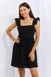 Culture Code Sunny Days Full Size Empire Line Ruffle Sleeve Dress in Black