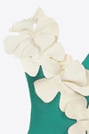 Flower Contrast One-Piece Swimsuit
