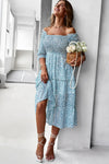 Women's Floral Off-Shoulder Smocked Midi Dress