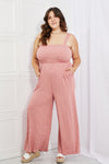 Women's Dusty Pink Full Size Striped Jumpsuit