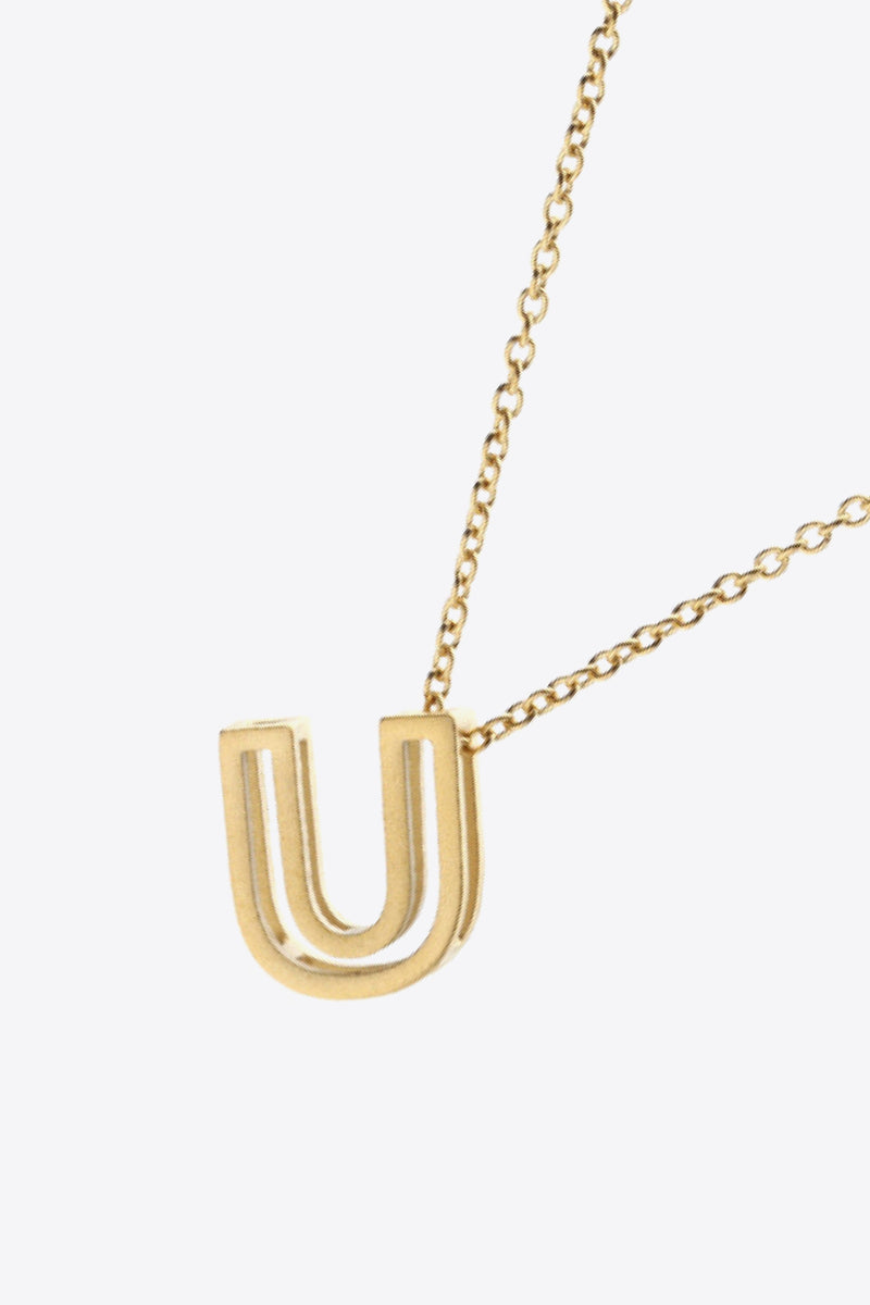 Initial U to Z Letter Pendant Necklace