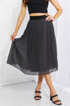 Full Size Romantic At Heart Pleated Chiffon Midi Skirt