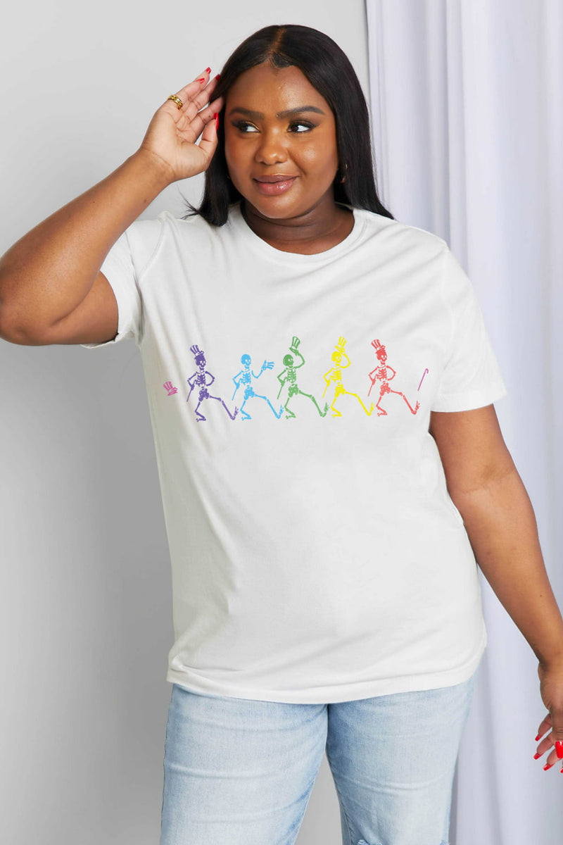 Simply Love Full Size Dancing Skeleton Graphic Cotton Tee