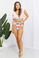 Floral Ruffled High Waist Bikini Set