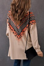 Leopard Plaid Open Front Longline Cardigan with Pockets