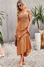 Women's Smocked Lace-Up Tiered Dress