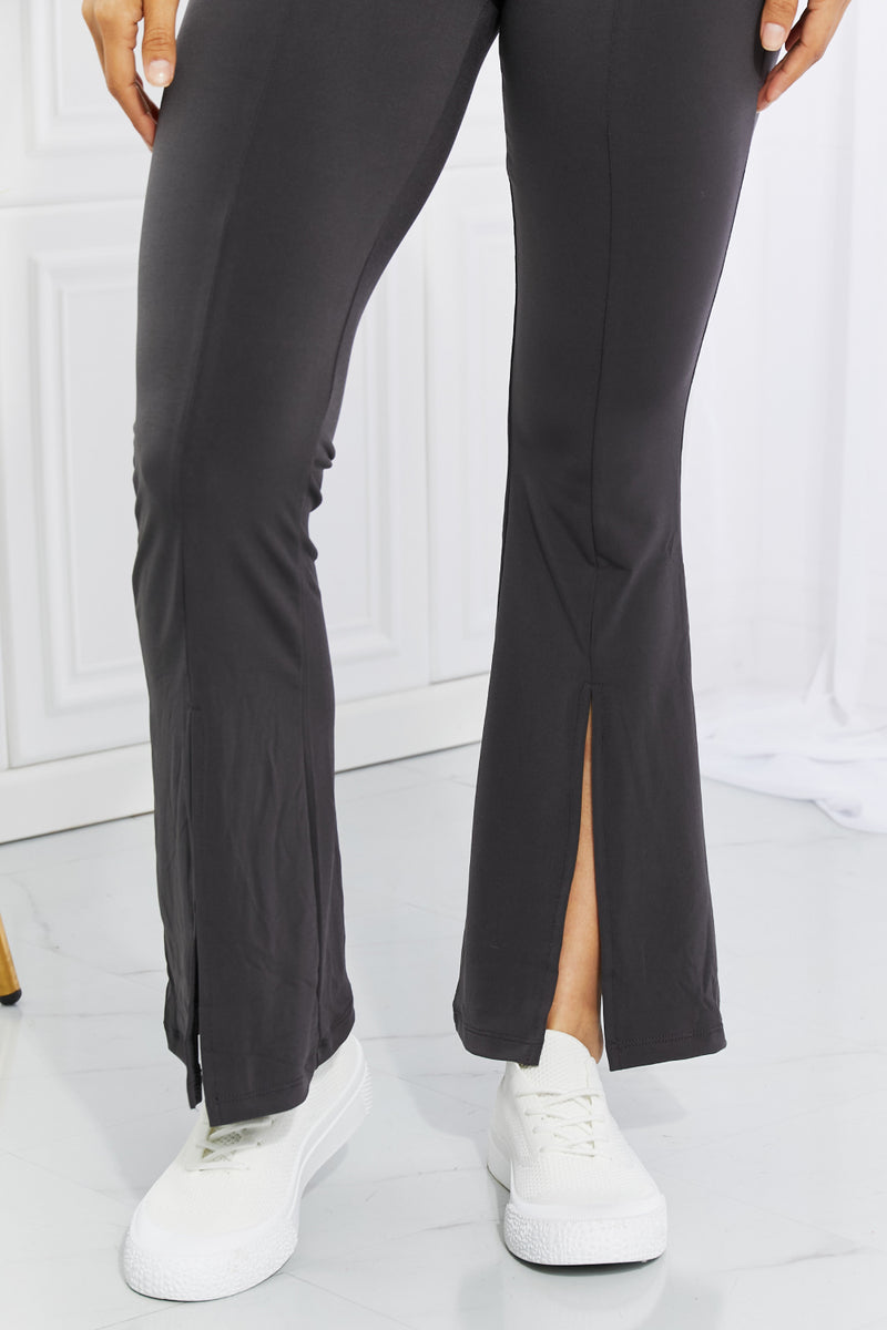 Full Size First Class High Rise Slit Flare Pants
