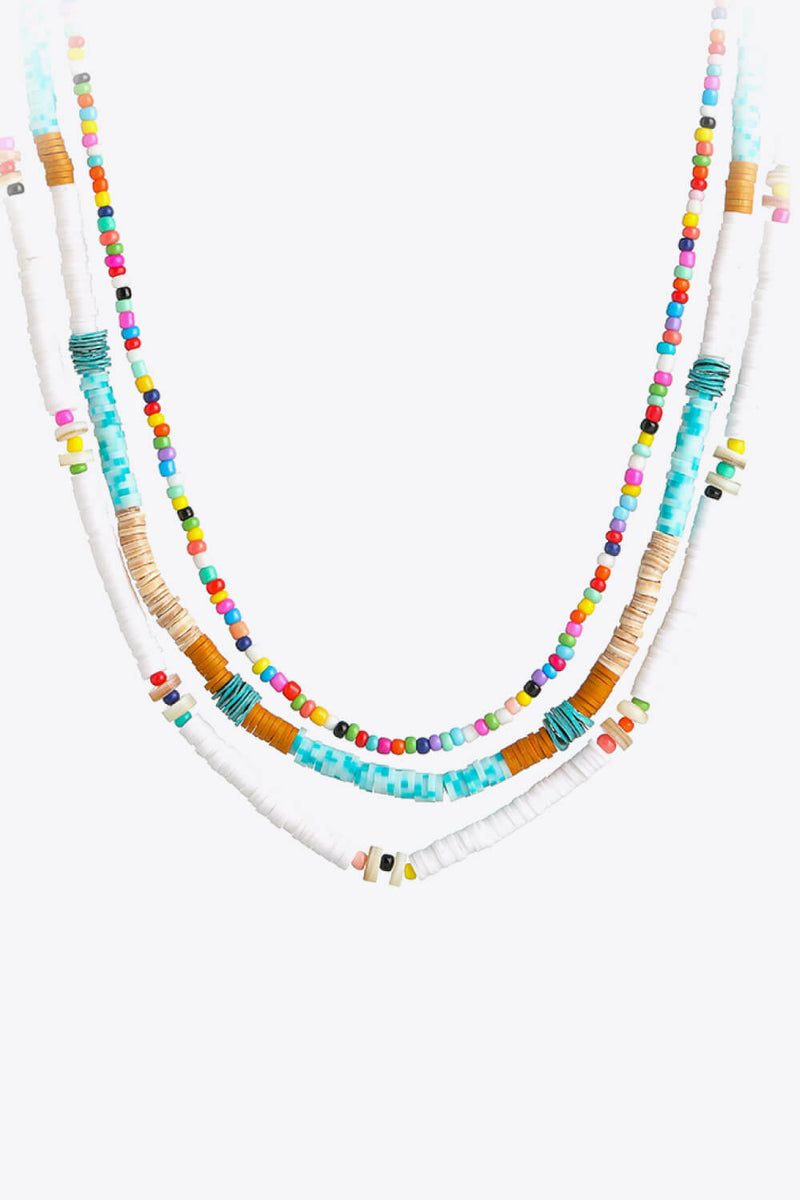 5-Pack Multicolored Bead Necklace Three-Piece Set