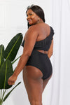 Women's Ruffle One-Shoulder Bikini in Black