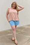 Women's Be Stage Full Size  Woven Top in Peach