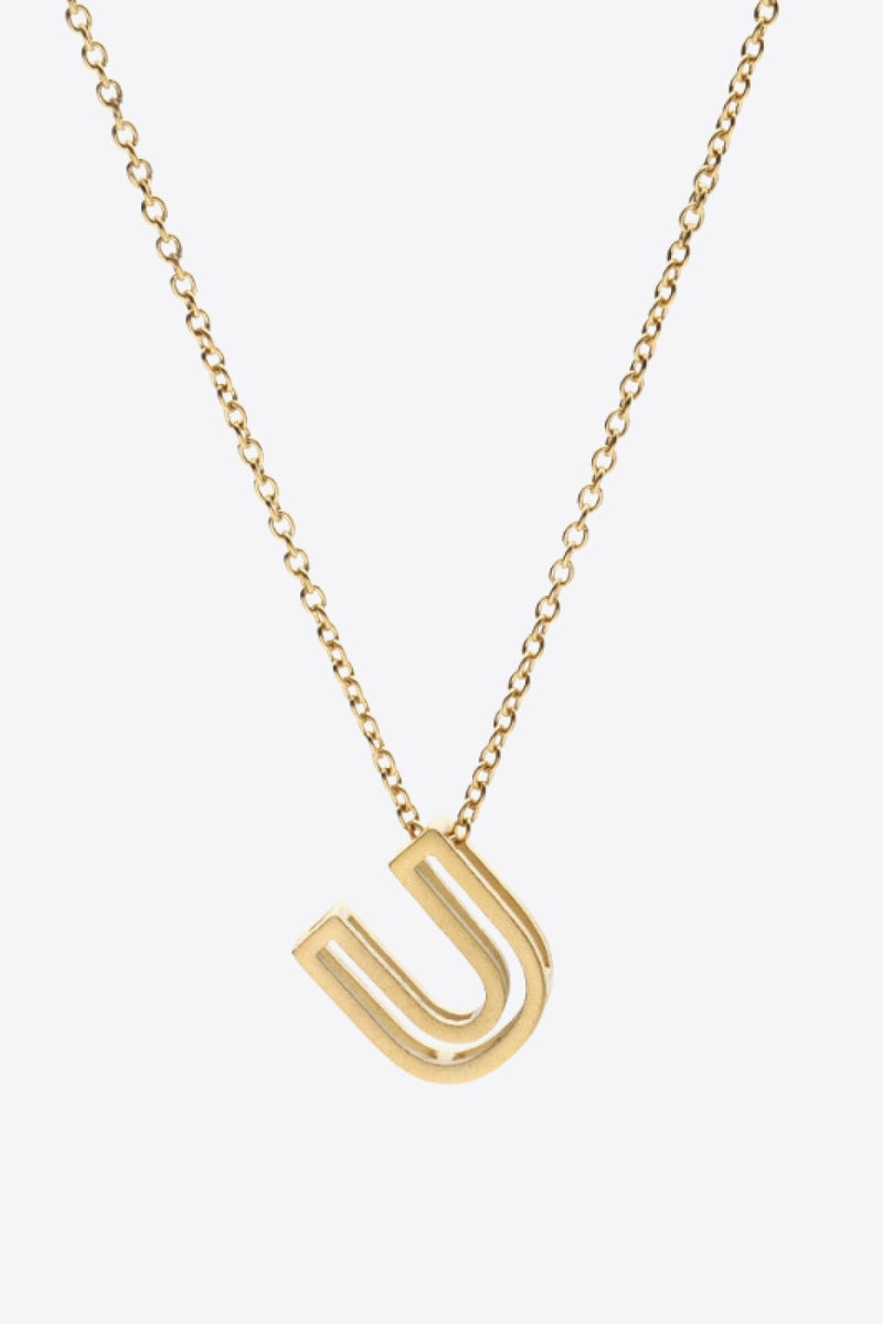 Initial U to Z Letter Pendant Necklace