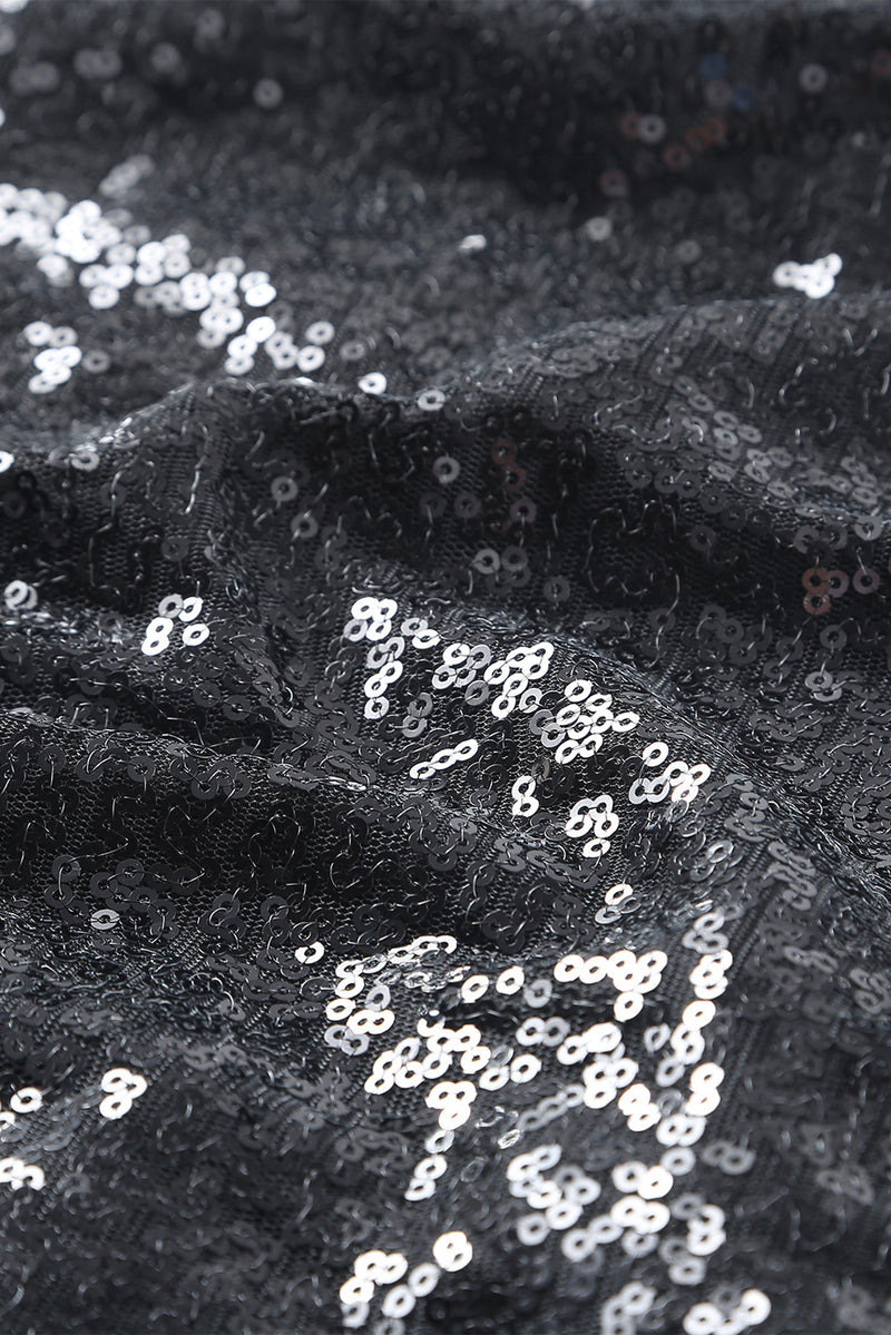 Solid Sequin Fringe Detail Sleeveless Dress