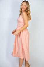 Angelic Vibes Full Size Sleeveless Midi Dress in Peach