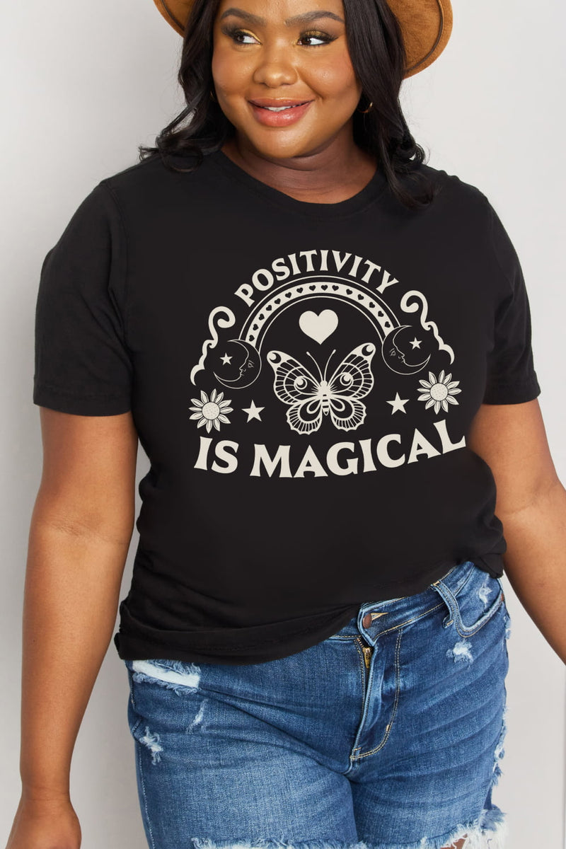 Simply Love Full Size POSITIVITY IS MAGICAL Graphic Cotton Tee